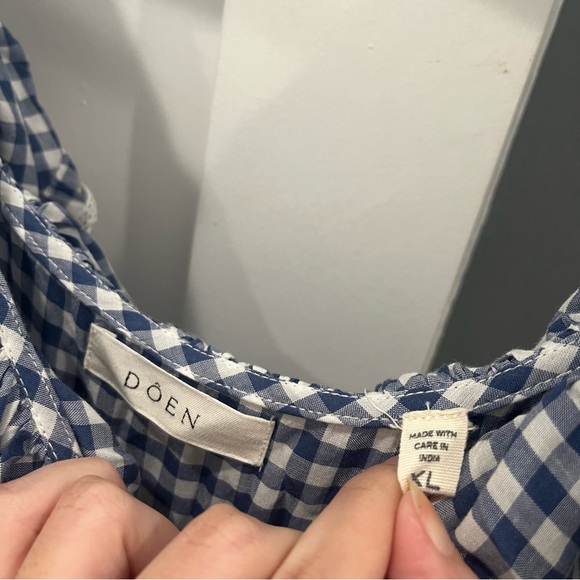 Doen Maxi Dress Sora Blue Gingham Plaid Ruffle Sleeveless size XL - Picture 7 of 13